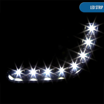 1997-2004 Ford F150 Heritage Expedition LED Lights Halogen Projector Headlights Replacement Assembly Pair | Black