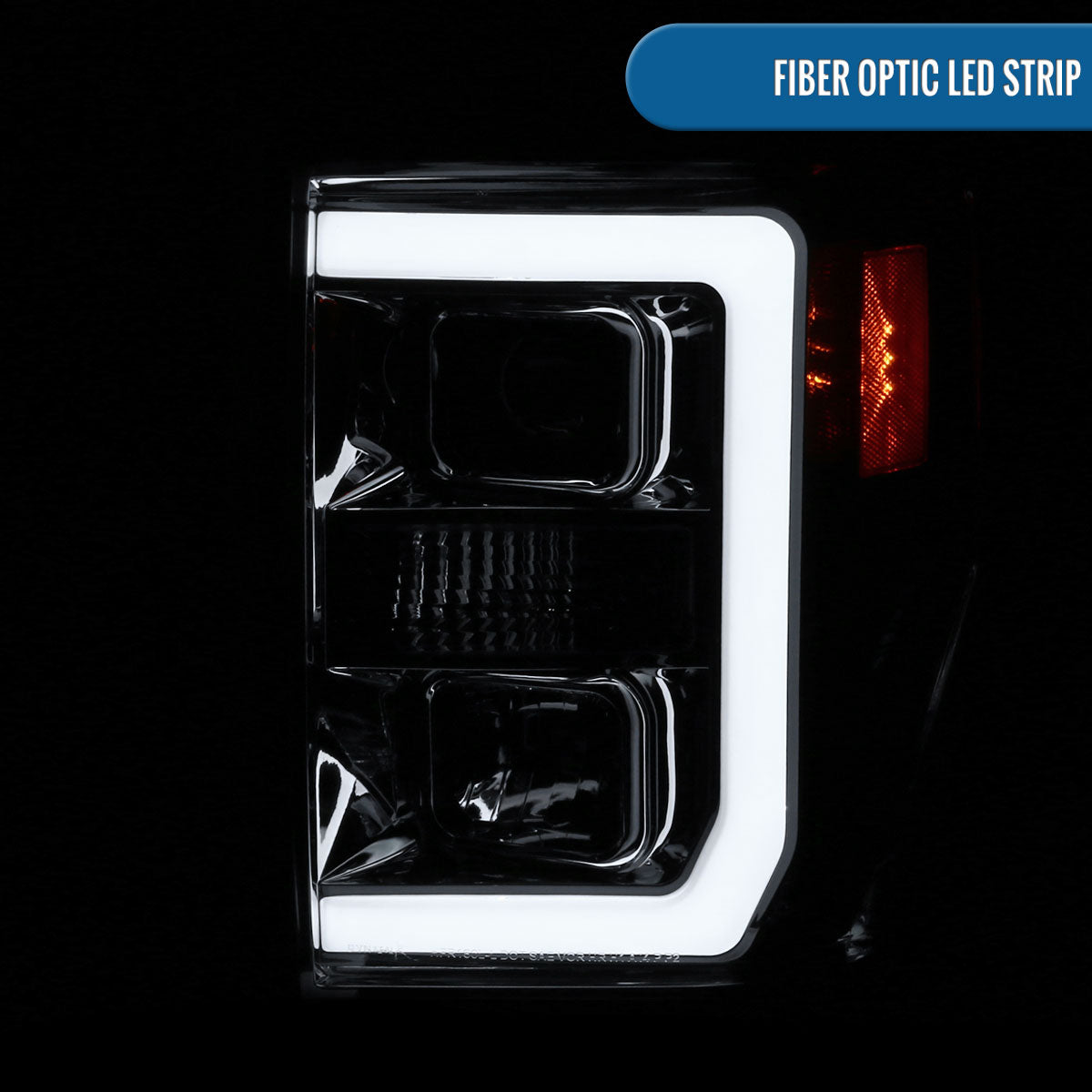 Ronnin - Fits 2008-2010 Ford F250 F350 F450 F550 Super Duty LED Tube Projector Headlights Assembly Pair | Chrome