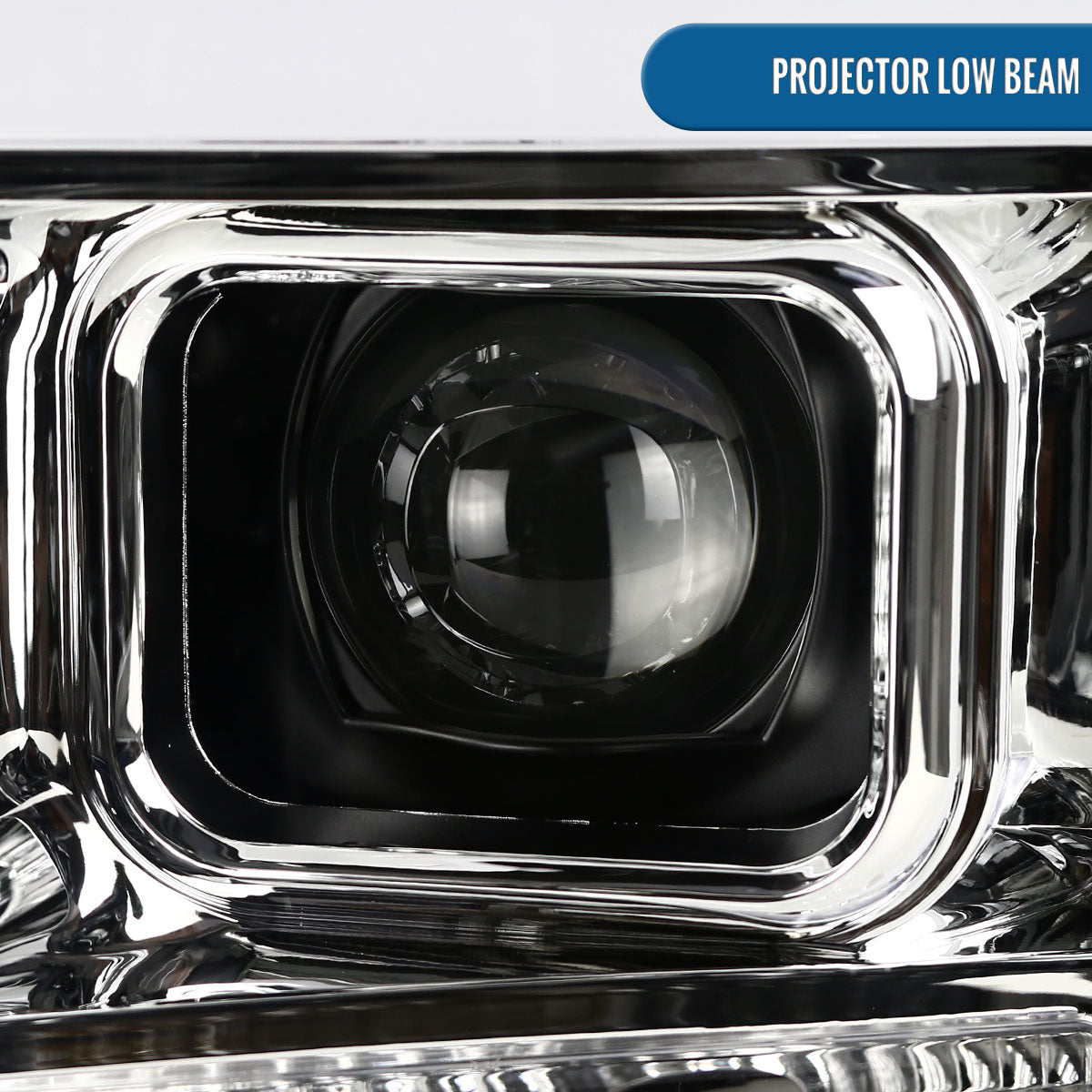 Ronnin - Fits 2008-2010 Ford F250 F350 F450 F550 Super Duty LED Tube Projector Headlights Assembly Pair | Chrome