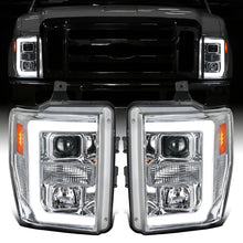 Ronnin - Fits 2008-2010 Ford F250 F350 F450 F550 Super Duty LED Tube Projector Headlights Assembly Pair | Chrome