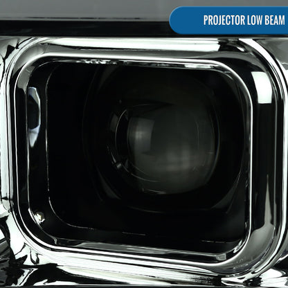 Ronnin - Fits 2008-2010 Ford F250 F350 F450 F550 Super Duty LED Tube Projector Headlights Assembly Pair | Smoke