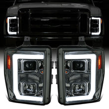 Ronnin - Fits 2008-2010 Ford F250 F350 F450 F550 Super Duty LED Tube Projector Headlights Assembly Pair | Smoke
