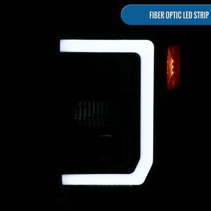 Ronnin - Compatible con Ford F250 F350 F450 F550 Super Duty 2008-2010 Par de faros delanteros con proyector de tubo LED | Negro Ahumado