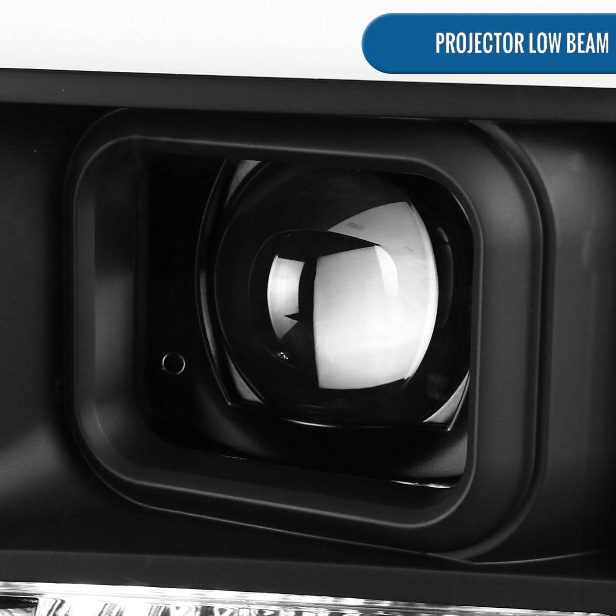 Ronnin - Fits 2008-2010 Ford F250 F350 F450 F550 Super Duty LED Tube Projector Headlights Assembly Pair | Black