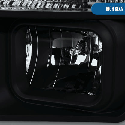 Ronnin - Fits 2008-2010 Ford F250 F350 F450 F550 Super Duty LED Tube Projector Headlights Assembly Pair | Black Smoke
