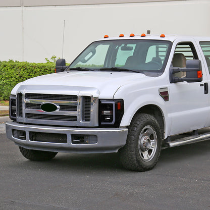 Ronnin - Fits 2008-2010 Ford F250 F350 F450 F550 Super Duty LED Tube Projector Headlights Assembly Pair | Black Smoke