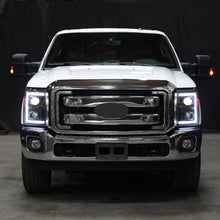 Ronnin - Fits 2011-2016 Ford F250 F350 F450 F550 Super Duty Dual Projector Headlights LED Switchback Sequential Turn Signals + Animated Startup Effect Assembly Pair | Black