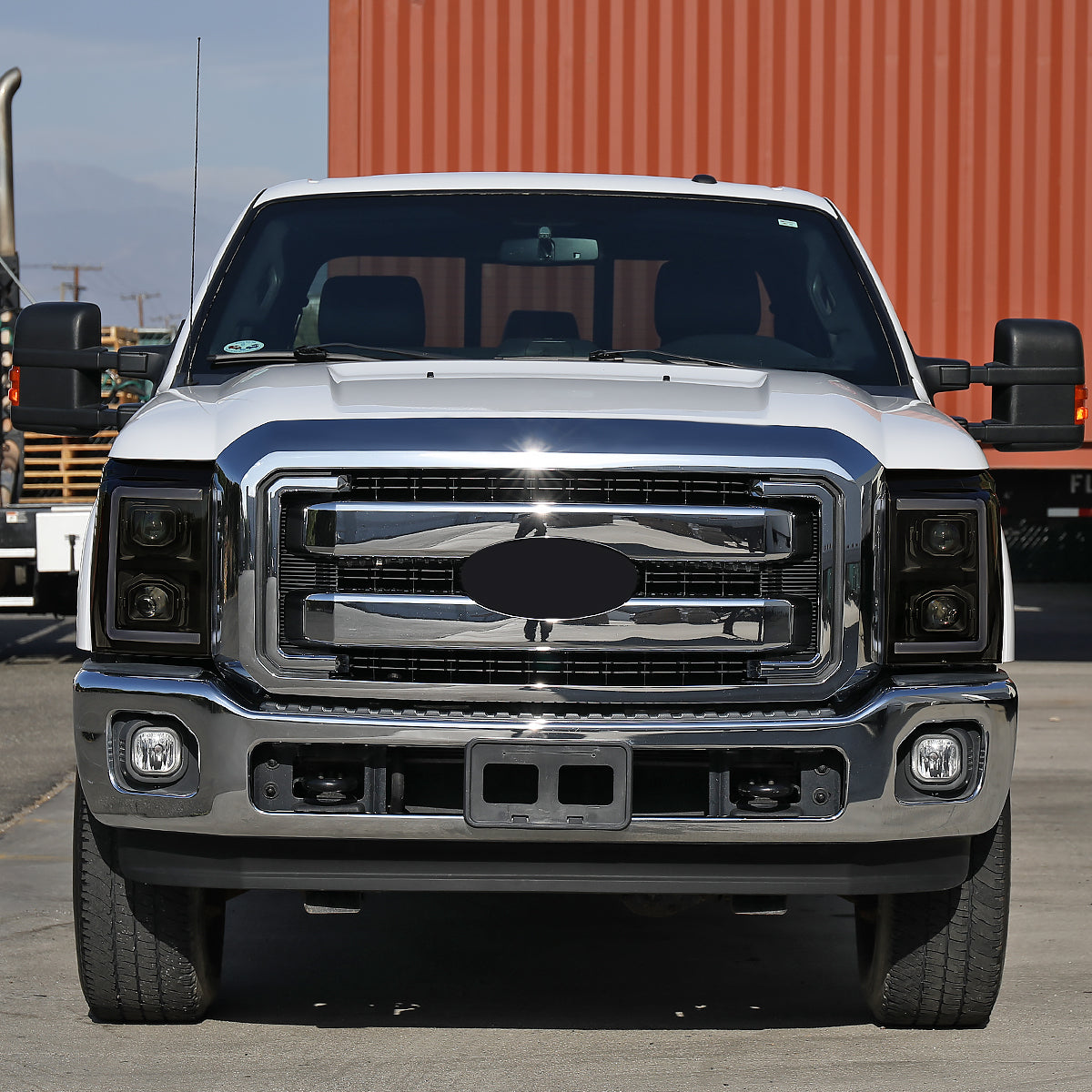 Ronnin - Fits 2011-2016 Ford F250 F350 F450 F550 Super Duty Dual Projector Headlights LED Switchback Sequential Turn Signals + Animated Startup Effect Assembly Pair | Black Smoke