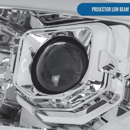 Ronnin - Fits 2011-2016 Ford F250 F350 F450 F550 Super Duty Dual Projector Headlights LED Switchback Sequential Turn Signals + Animated Startup Effect Assembly Pair | Chrome