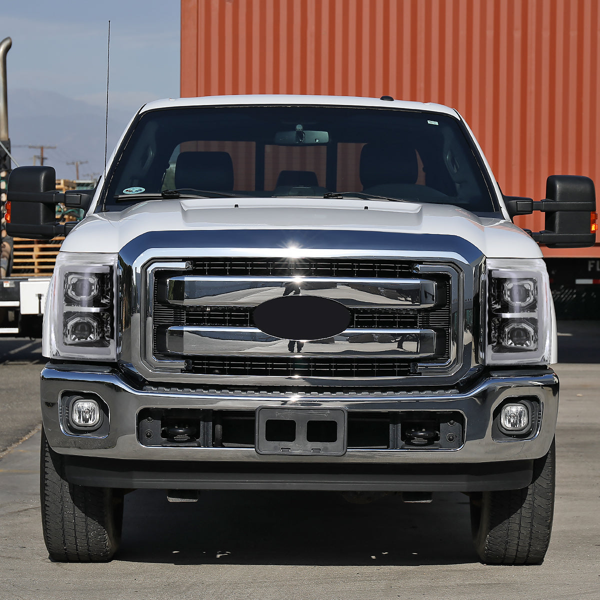 Ronnin - Fits 2011-2016 Ford F250 F350 F450 F550 Super Duty Dual Projector Headlights LED Switchback Sequential Turn Signals + Animated Startup Effect Assembly Pair | Chrome