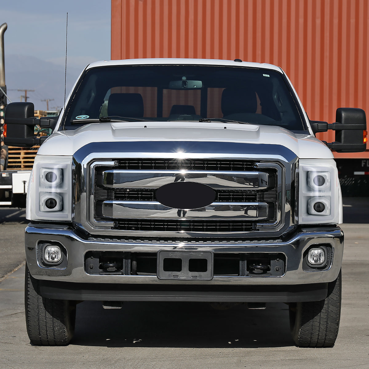 Ronnin - Fits 2011-2016 Ford F250 F350 F450 F550 Super Duty Dual Projector Headlights LED Switchback Sequential Turn Signals + Animated Startup Effect Assembly Pair | White