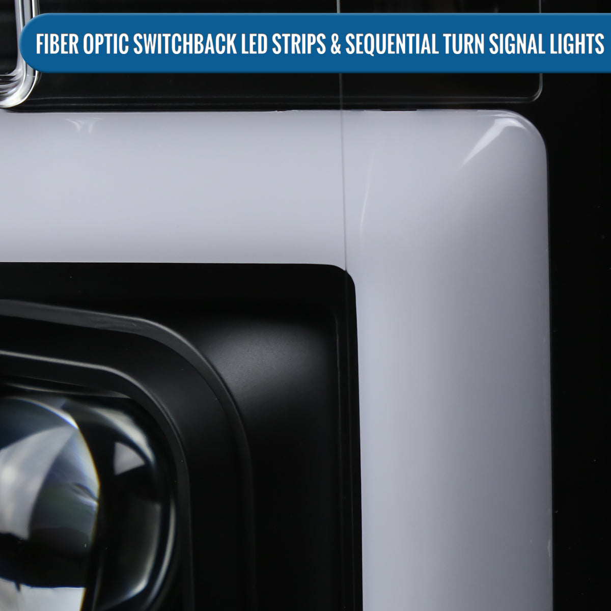 Ronnin - Fits 2017-2019 Ford F250 F350 F450 F550 Super Duty Upgraded LED Switchback Turn Signal Dual Halogen Projector Headlights Assembly Pair | Black