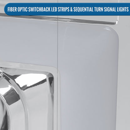 Ronnin - Fits 2017-2019 Ford F250 F350 F450 F550 Super Duty Upgraded LED Switchback Turn Signal Dual Halogen Projector Headlights Assembly Pair | Chrome