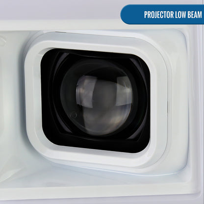 Ronnin - Fits 2017-2019 Ford F250 F350 F450 F550 Super Duty Upgraded LED Switchback Turn Signal Dual Halogen Projector Headlights Assembly Pair | White