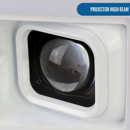 Ronnin - Fits 2017-2019 Ford F250 F350 F450 F550 Super Duty Upgraded LED Switchback Turn Signal Dual Halogen Projector Headlights Assembly Pair | White