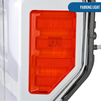 Ronnin - Fits 2017-2019 Ford F250 F350 F450 F550 Super Duty Upgraded LED Switchback Turn Signal Dual Halogen Projector Headlights Assembly Pair | White