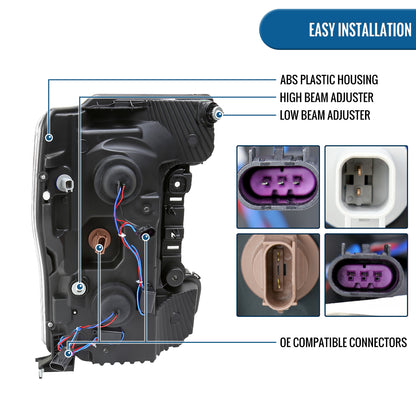 Ronnin - Fits 2017-2019 Ford F250 F350 F450 F550 Super Duty Upgraded LED Switchback Turn Signal Dual Halogen Projector Headlights Assembly Pair | White