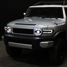 Ronnin - Fits 2007-2014 Toyota FJ Cruiser Projector Headlights LED Sequential Turn Signals + Animated Startup Effect Lamps Assembly Pair | Black