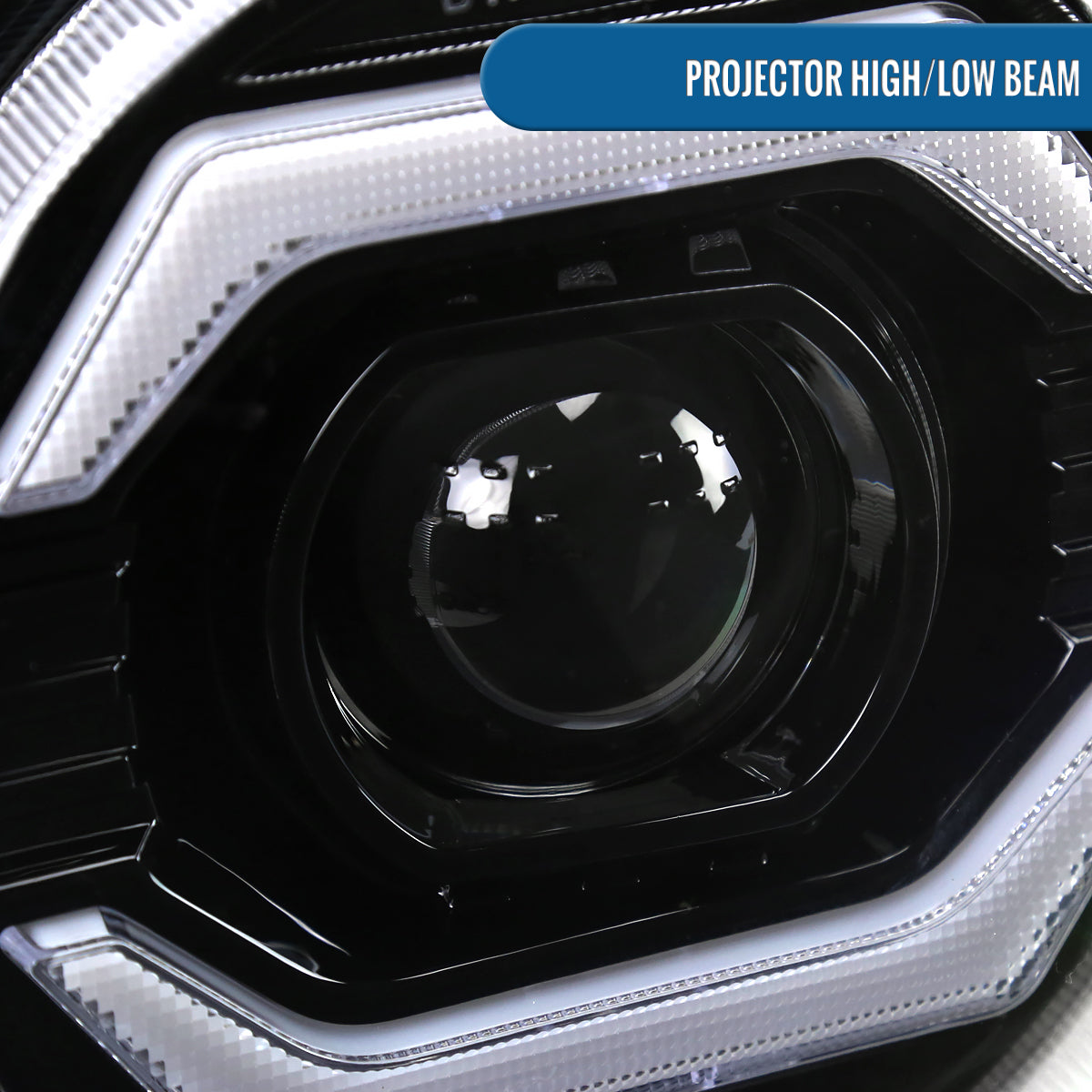 Ronnin - Fits 2007-2014 Toyota FJ Cruiser Projector Headlights LED Sequential Turn Signals + Animated Startup Effect Lamps Assembly Pair | Black