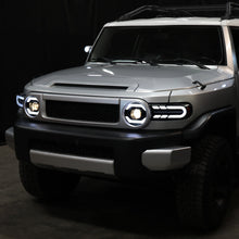 Ronnin - Fits 2007-2014 Toyota FJ Cruiser Projector Headlights LED Sequential Turn Signals + Animated Startup Effect Lamps Assembly Pair | Black Smoke