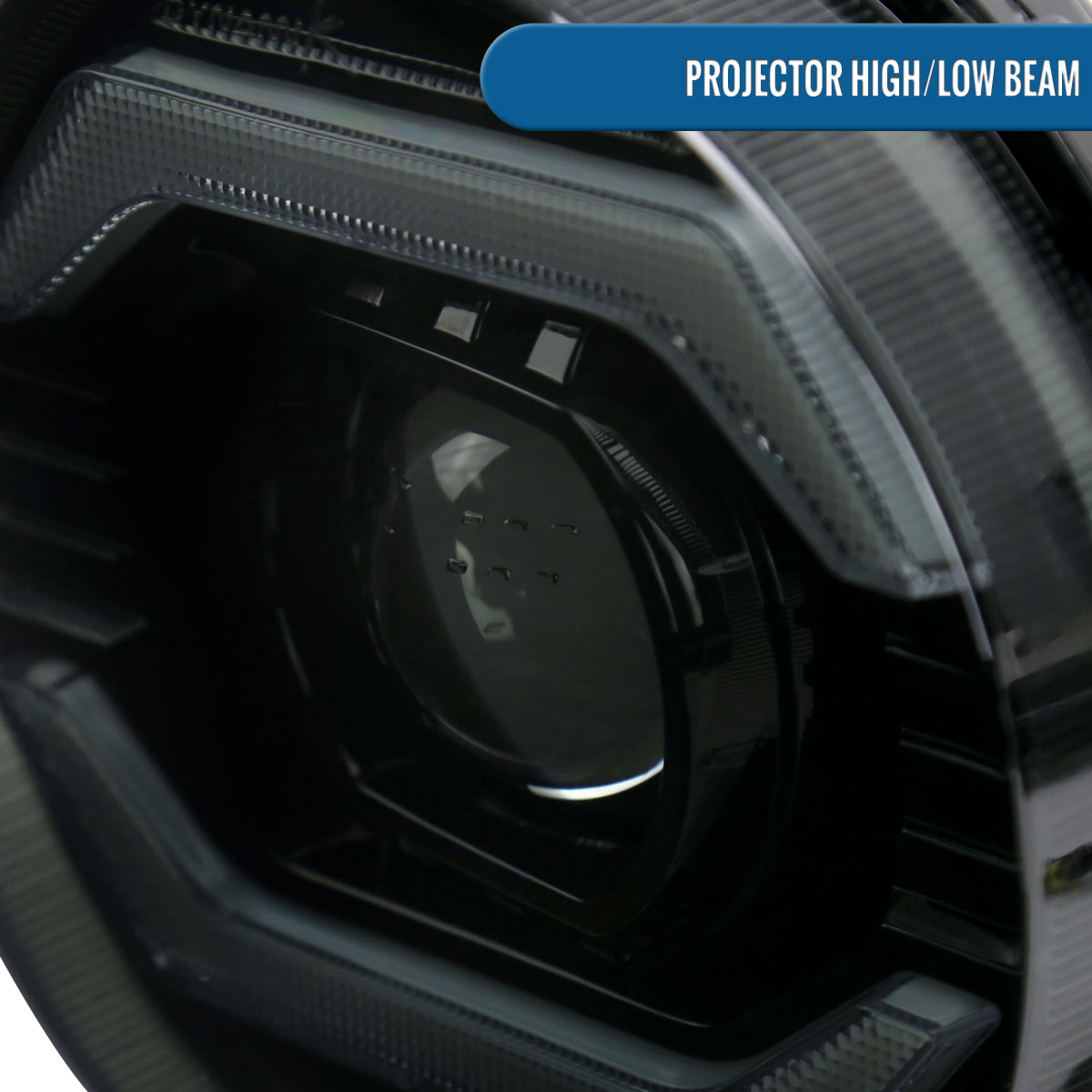 Ronnin - Fits 2007-2014 Toyota FJ Cruiser Projector Headlights LED Sequential Turn Signals + Animated Startup Effect Lamps Assembly Pair | Black Smoke