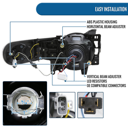 Ronnin - Fits 2007-2014 Toyota FJ Cruiser Projector Headlights LED Sequential Turn Signals + Animated Startup Effect Lamps Assembly Pair | Black Smoke