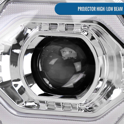 Ronnin - Fits 2007-2014 Toyota FJ Cruiser Projector Headlights LED Sequential Turn Signals + Animated Startup Effect Lamps Assembly Pair | Chrome