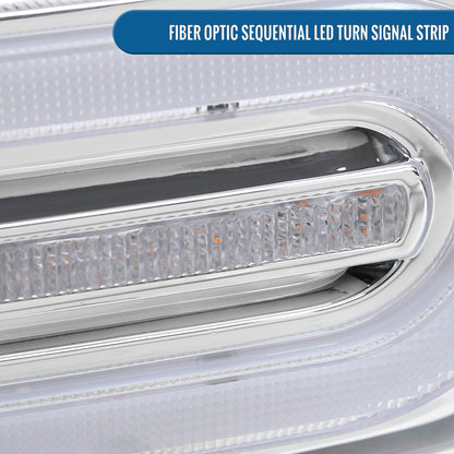 Ronnin - Fits 2007-2014 Toyota FJ Cruiser Projector Headlights LED Sequential Turn Signals + Animated Startup Effect Lamps Assembly Pair | Chrome