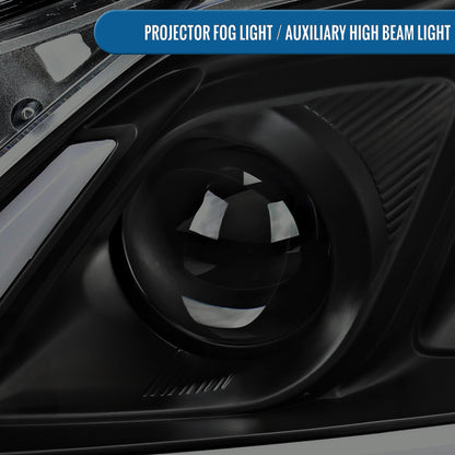 Ronnin - Fits 2008-2013 Infiniti G37 2014-2015 Infiniti Q60 Coupe Fog + Dual Beam Projector Headlights Switchback LED Sequential Signal + Animated Startup Effect Pair | Black Smoke