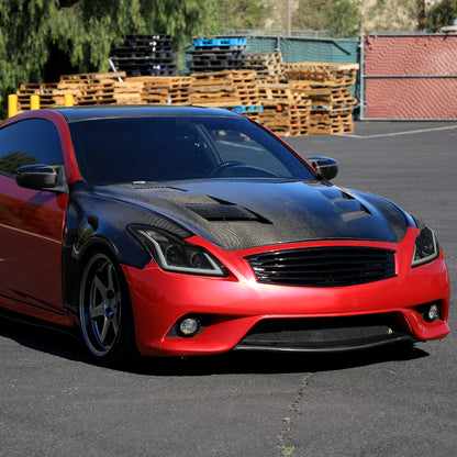 Ronnin - Fits 2008-2013 Infiniti G37 2014-2015 Infiniti Q60 Coupe Fog + Dual Beam Projector Headlights Switchback LED Sequential Signal + Animated Startup Effect Pair | Black Smoke