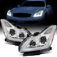 Ronnin - Fits 2008-2013 Infiniti G37 2014-2015 Infiniti Q60 Coupe Fog + Dual Beam Projector Headlights Switchback LED Sequential Signal + Animated Startup Effect Pair | Chrome