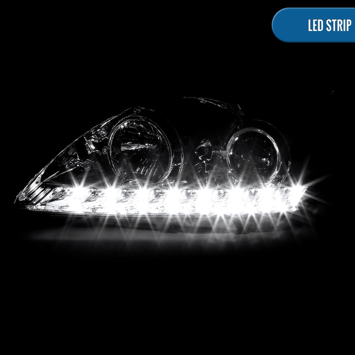 Ronnin - Fits 2005-2010 Pontiac G6 Upgraded Replacement Projector Headlights LED Running Lights Assembly Pair | Chrome