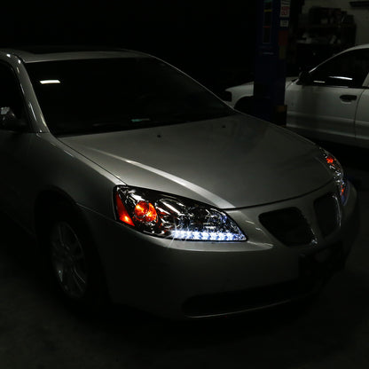 Ronnin - Fits 2005-2010 Pontiac G6 Upgraded Replacement Projector Headlights LED Running Lights Assembly Pair | Chrome