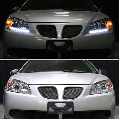 Ronnin - Fits 2005-2010 Pontiac G6 Upgraded Replacement Projector Headlights LED Running Lights Assembly Pair | Chrome