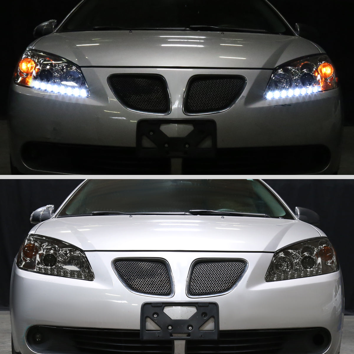 Ronnin - Fits 2005-2010 Pontiac G6 Upgraded Replacement Projector Headlights LED Running Lights Assembly Pair | Smoke