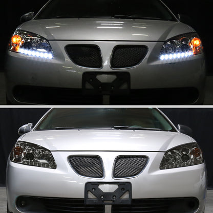 Ronnin - Fits 2005-2010 Pontiac G6 Upgraded Replacement Projector Headlights LED Running Lights Assembly Pair | Smoke