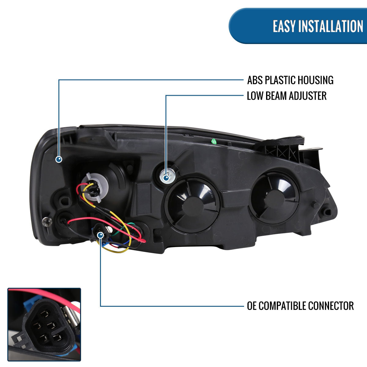 Ronnin - Fits 2005-2010 Pontiac G6 Upgraded Replacement Projector Headlights LED Running Lights Assembly Pair | Black