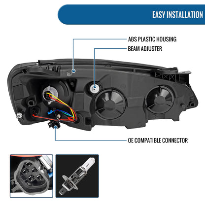 Ronnin - Fits 2005-2010 Pontiac G6 Projector Headlights LED Running Lights Switchback Sequential Turn Signals + Animated Startup Effect Parking Assembly Pair | Black