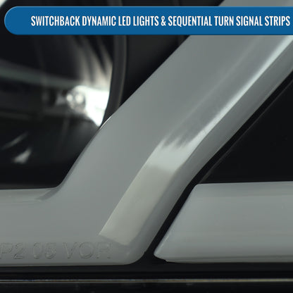 Ronnin - Fits 2005-2010 Pontiac G6 Projector Headlights LED Running Lights Switchback Sequential Turn Signals + Animated Startup Effect Parking Assembly Pair | Black Smoke