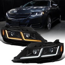 Ronnin - Fits 2014-2020 Chevy Impala Upgrade Replacement Halogen Projector Headlights LED Switchback Sequential Turn Signals + Animated Startup Assembly Pair | Black