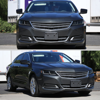 Ronnin - Fits 2014-2020 Chevy Impala Upgrade Replacement Halogen Projector Headlights LED Switchback Sequential Turn Signals + Animated Startup Assembly Pair | Black Smoke