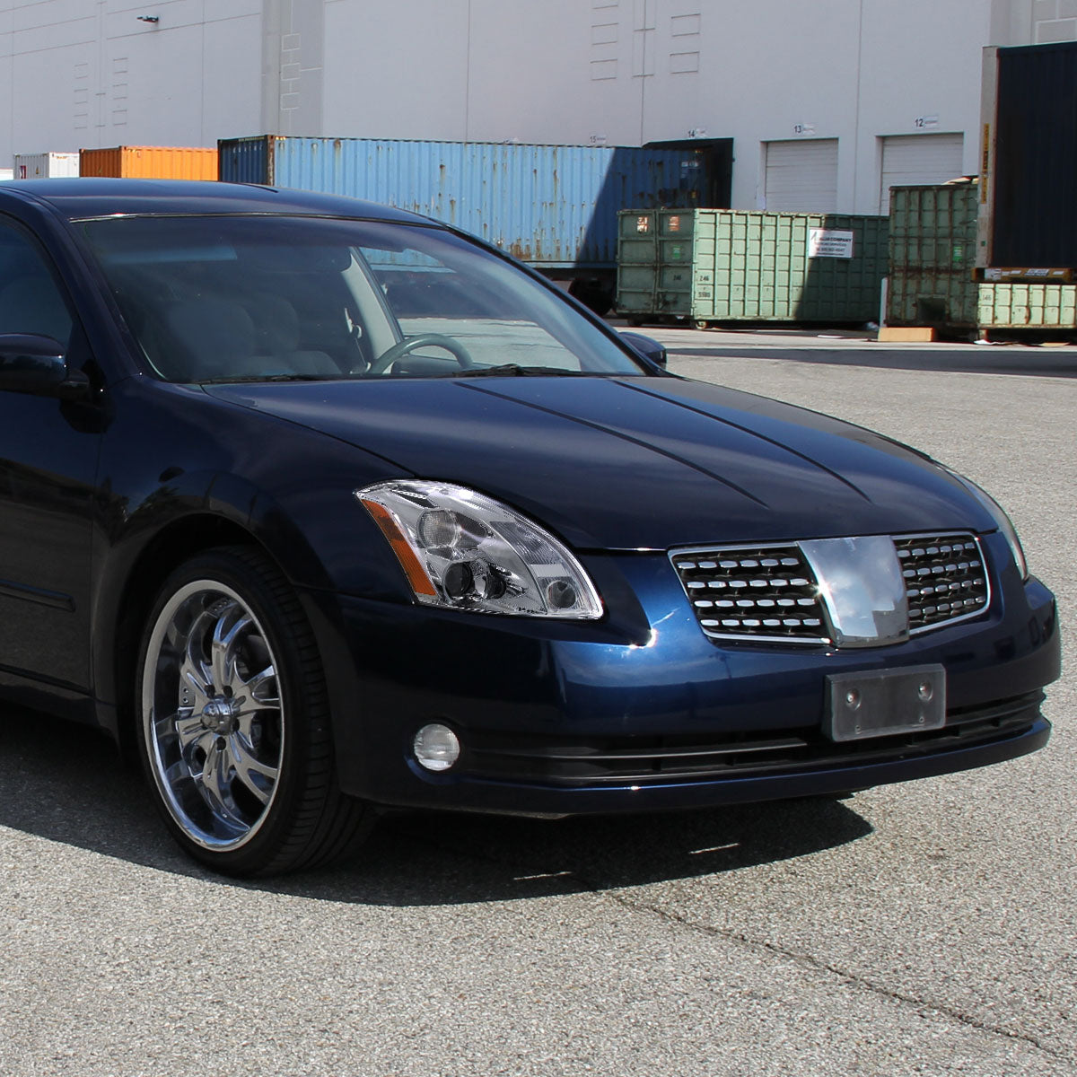 Ronnin - Se adapta a Nissan Maxima 2004-2006 Halógeno Proyector Conjunto de faros delanteros Par | Cromado