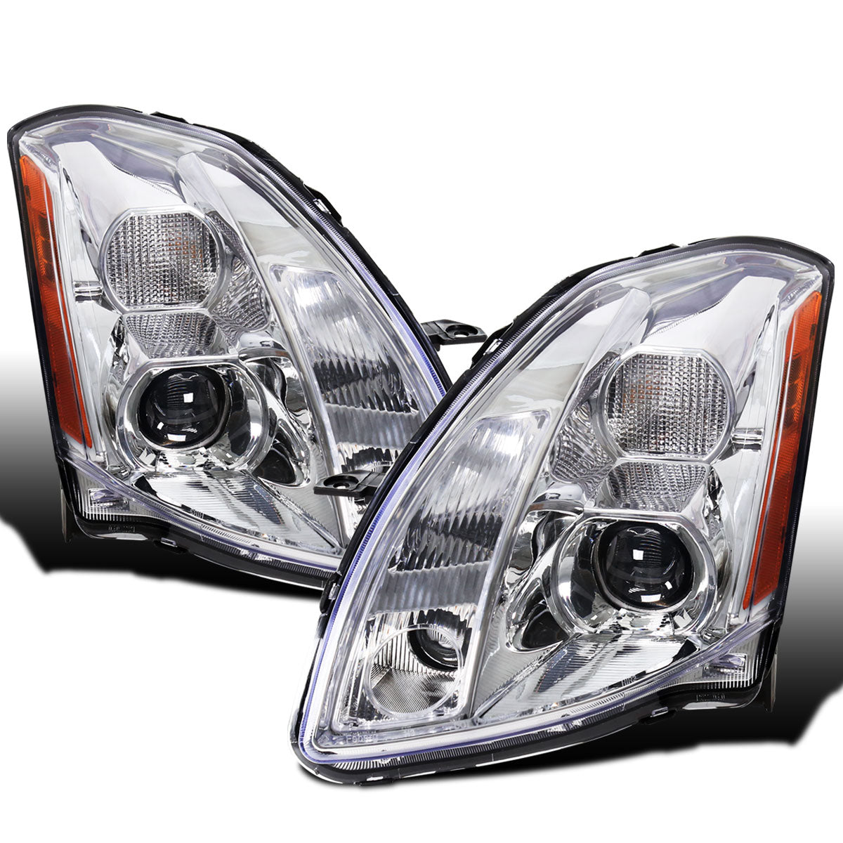 Ronnin - Se adapta a Nissan Maxima 2004-2006 Halógeno Proyector Conjunto de faros delanteros Par | Cromado
