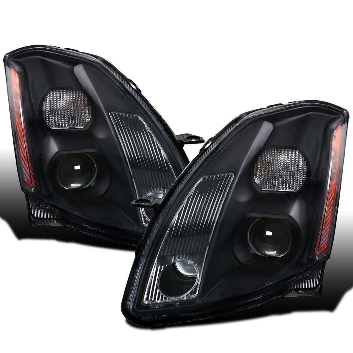 Ronnin - Se adapta a Nissan Maxima 2004-2006 Par de faros delanteros halógenos con proyector | Negros