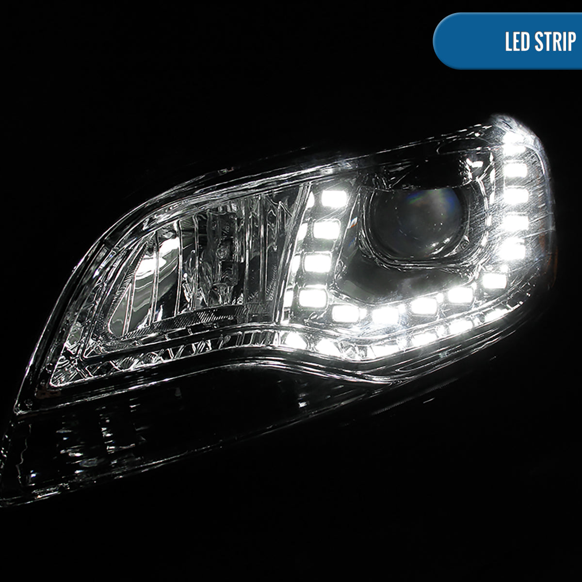 Ronnin - Se adapta a Chevy Malibu 2013-2015 Luces de circulación diurna LED Proyectores delanteros halógenos (par) | Cromado