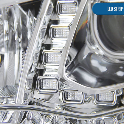 Ronnin - Se adapta a Chevy Malibu 2013-2015 Luces de circulación diurna LED Proyectores delanteros halógenos (par) | Cromado