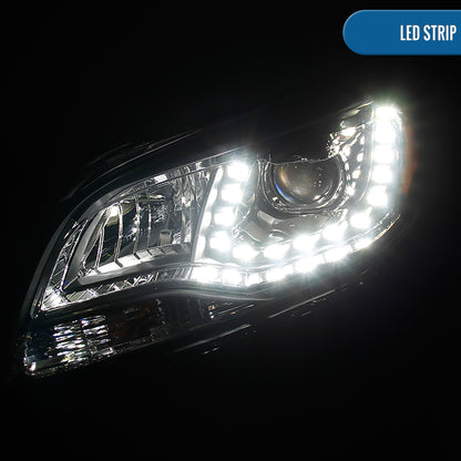 Ronnin - Se adapta al par de faros delanteros con proyector halógeno LED para luces de circulación diurna Chevy Malibu 2013-2015 | Negro