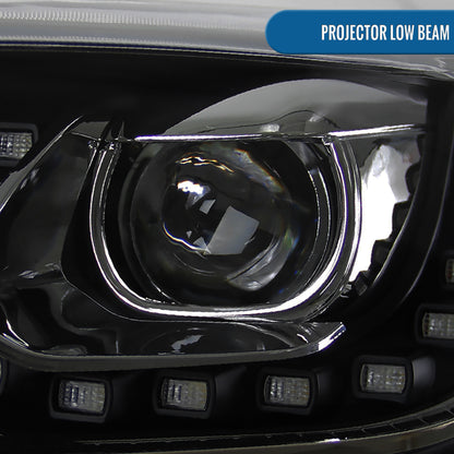 Ronnin - Se adapta al par de faros delanteros con proyector halógeno LED para luces de circulación diurna Chevy Malibu 2013-2015 | Negro