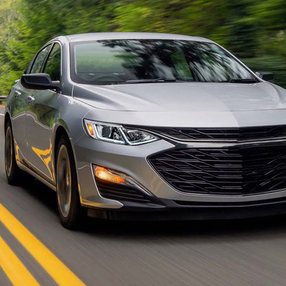 Ronnin - Fits 2019-2024 Chevy Malibu Halogen Projector Headlights Switchback LED Sequential Turn Signal + Animated Startup Effect Pair | Chrome