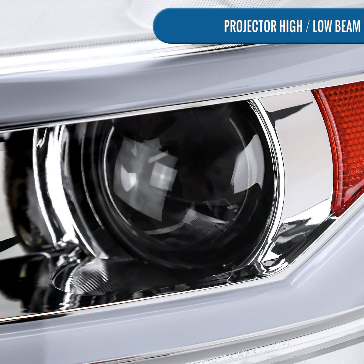 Ronnin - Fits 2015-2022 Ford Mustang Coupe Convertible Upgraded Factory Replacement HID Xenon Projector Headlights LED Tube Animated Startup Effect Parking Assembly | Chrome